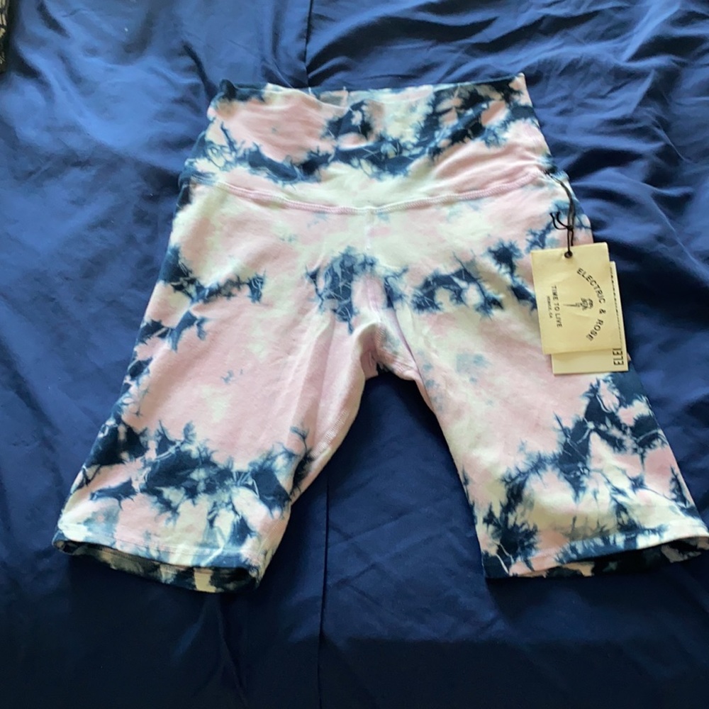 Electric and Rose tie dyed biker shorts